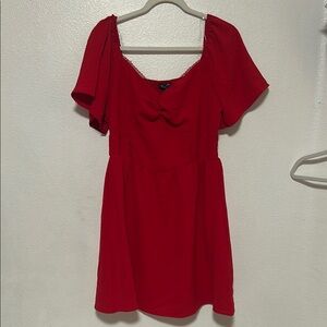 As U Wish Red Ruched Ruffled Mini Sundress